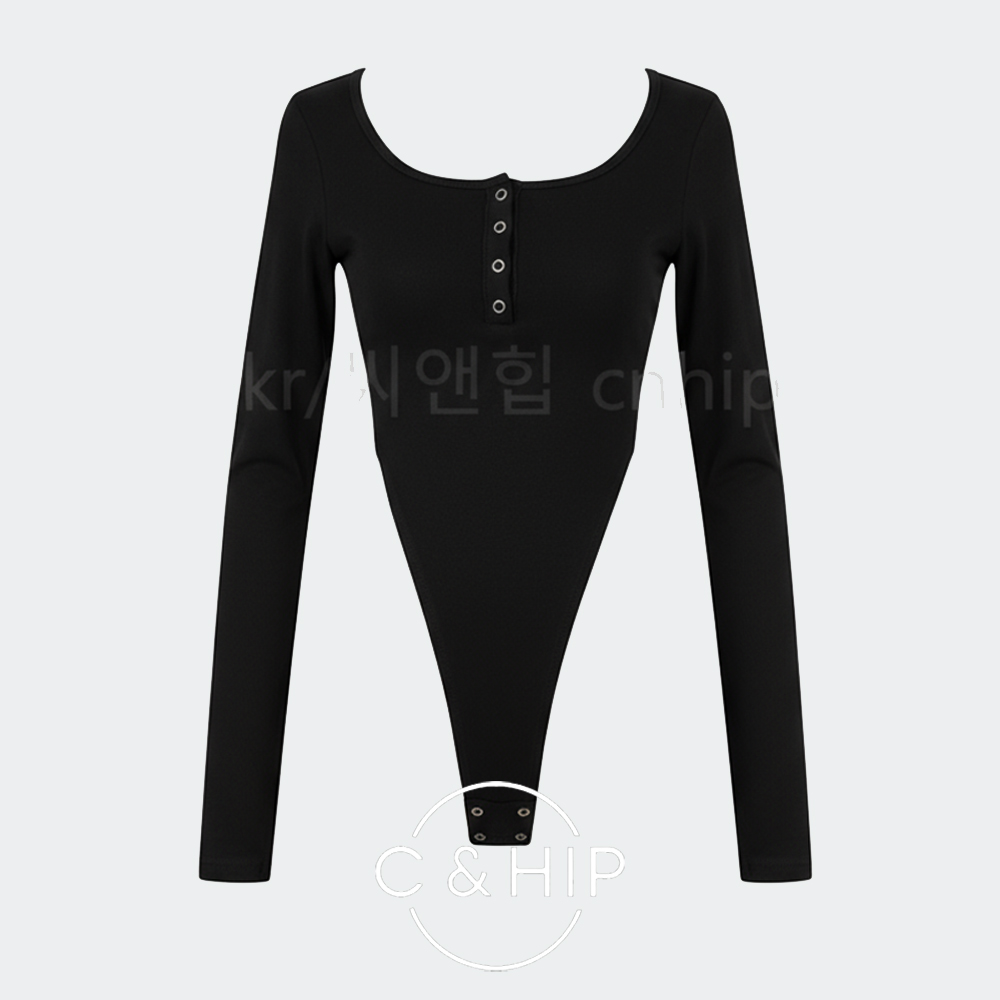 스냅 바디수트 허리트임 바디프로필 섹시 무대 점프슈트 (화이트/블랙) - 메인 이미지