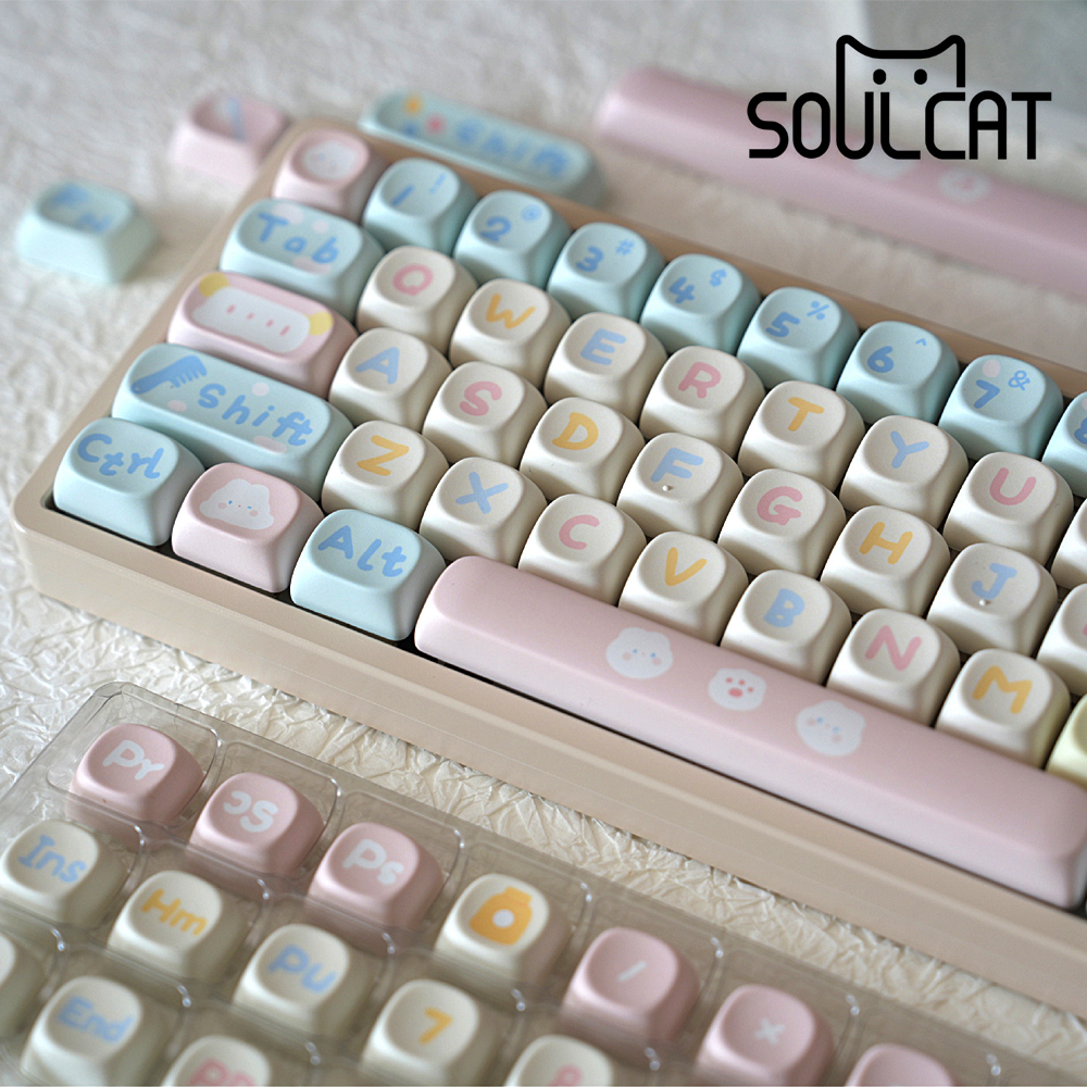 Soulcat PBT 기계식키보드 MOA 조약돌 예쁜 귀여운 염료승화 거품토끼 - 상품 이미지