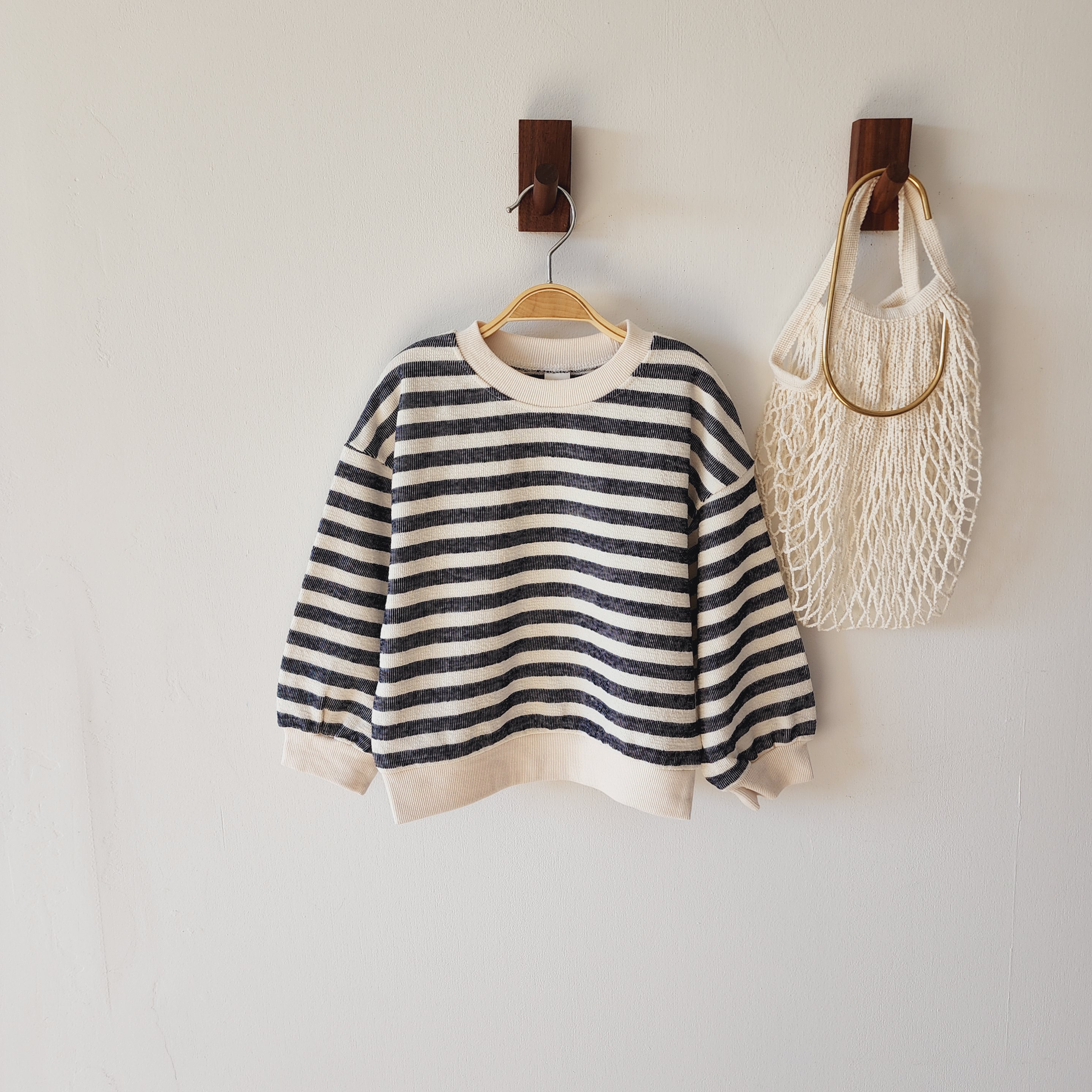코지 스트라이프 유아 맨투맨 아동 봄 가을 긴팔 아기 남아 여아 데일리룩 - 상세 이미지 5