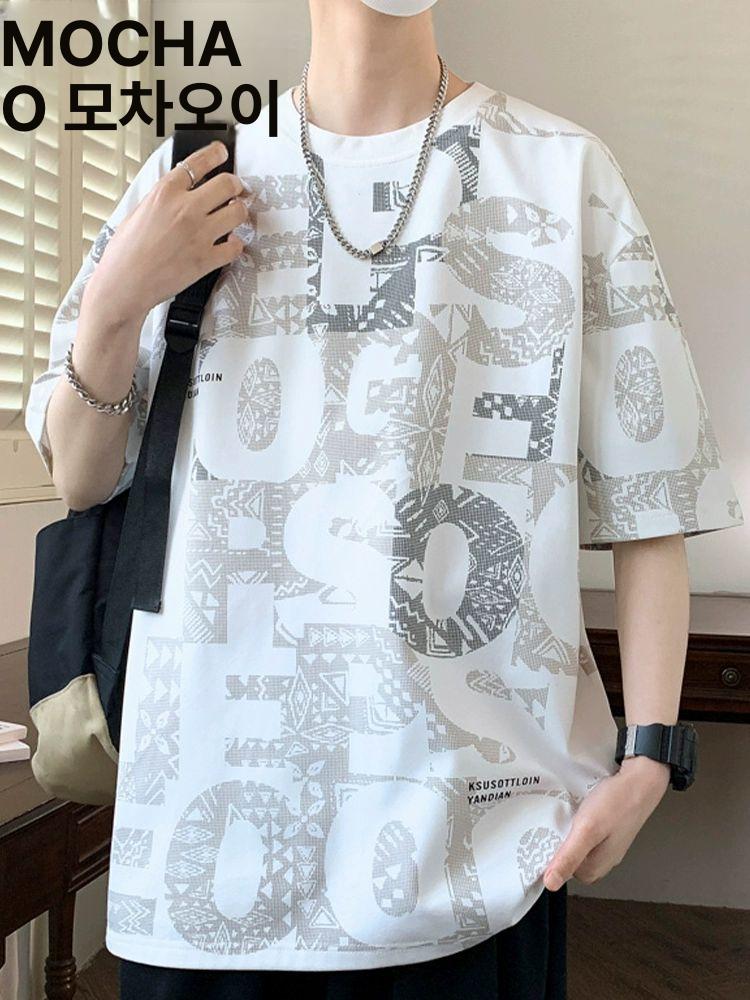 남성 오버핏 스트릿 메쉬 반팔티 로고 반팔 긴팔 후드티 워싱 럭비 티셔츠 남성티셔츠 8896 블랙 M 45~55kg - 상세 이미지 4