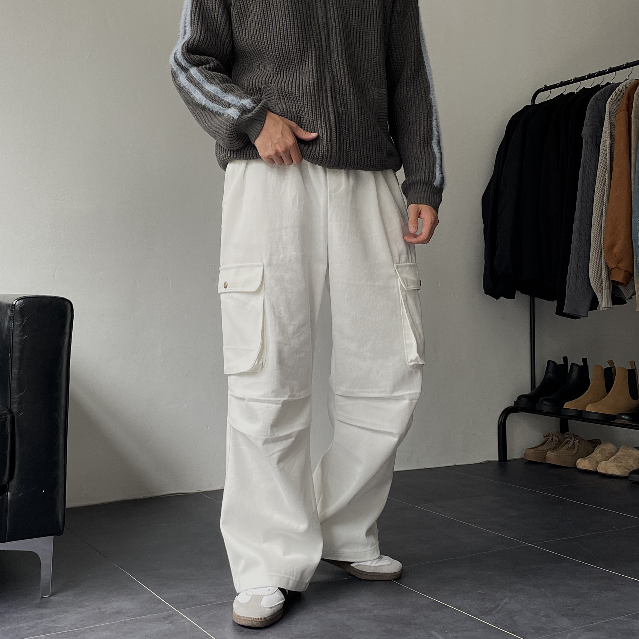 워크팬츠 건빵바지 남자와이드팬츠 남자면바지 - 상세 이미지 2