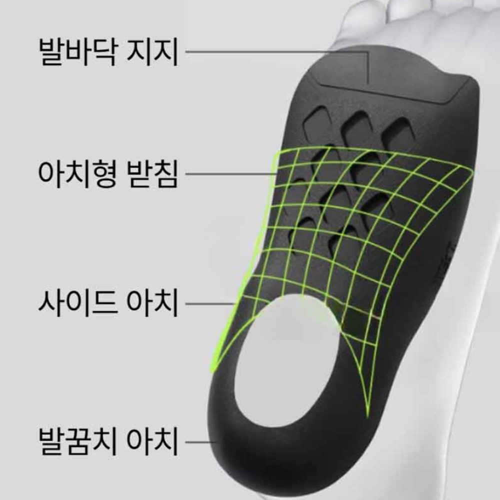 아치핏깔창 뒷꿈치 발통증 아치형 러닝 평발깔창 화이트 남성용 화이트 - 상세 이미지 2