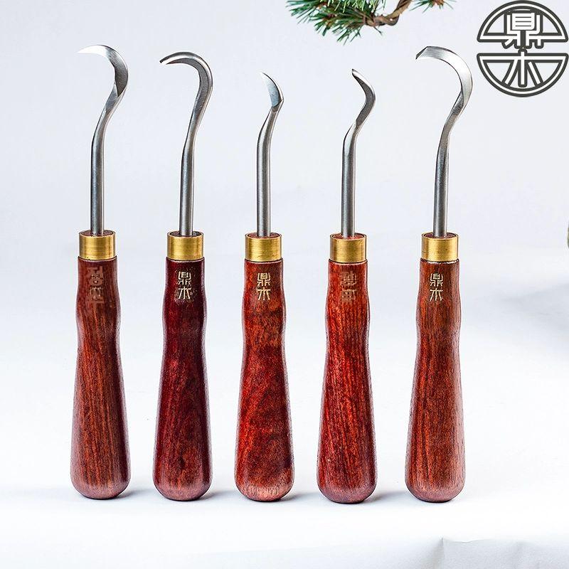분재 나무 DIY 원예 조경 흑송 만들기 와이어 식물 해송 조각칼 세트 후크 원예용 나이프 5개 대나무 상자 세트 - 상세 이미지 2