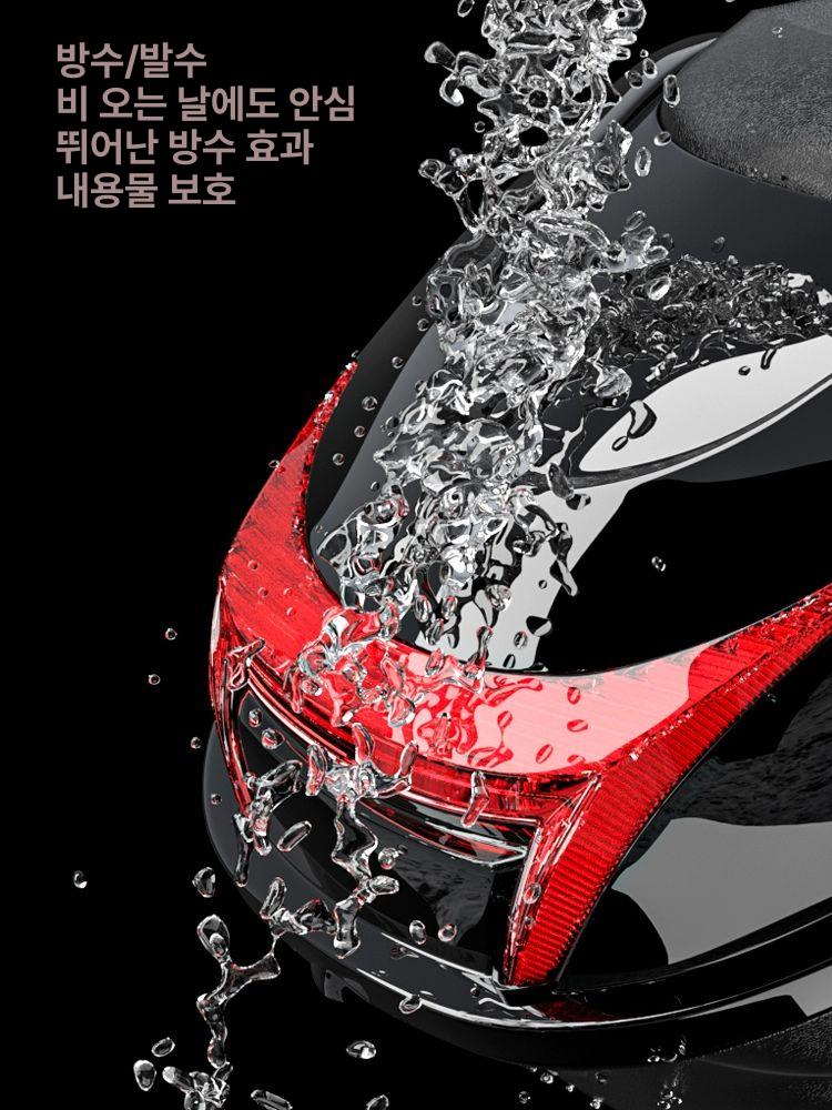 오토바이 탑박스 헬멧 백팩 보관함 리어백 배달통 더블버클 하이바 사이드백 방수 매트블랙 미디엄 블랙 설치액세서리+내부쿠션포함 - 상세 이미지 5