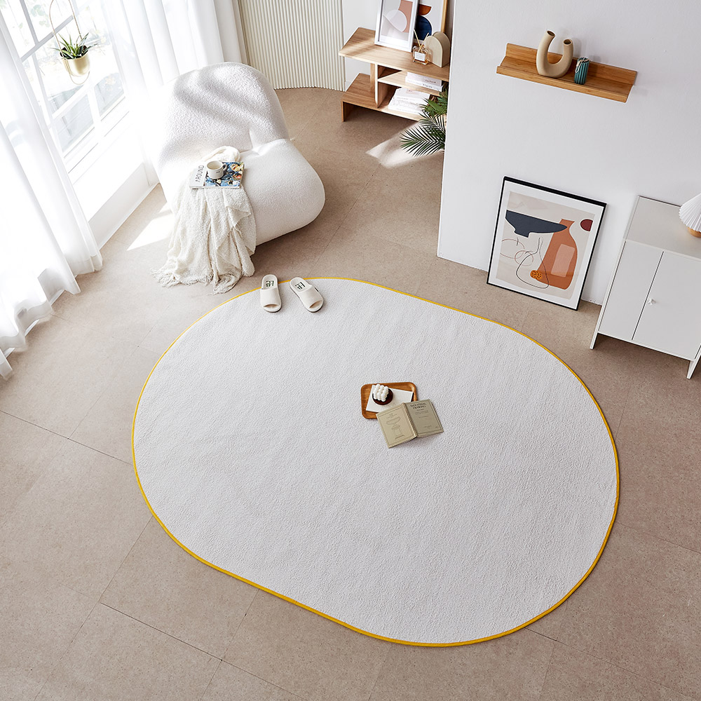 퍼보 라운드 러그 엣지 카페트 블랙, 타원형XXL(200x350)