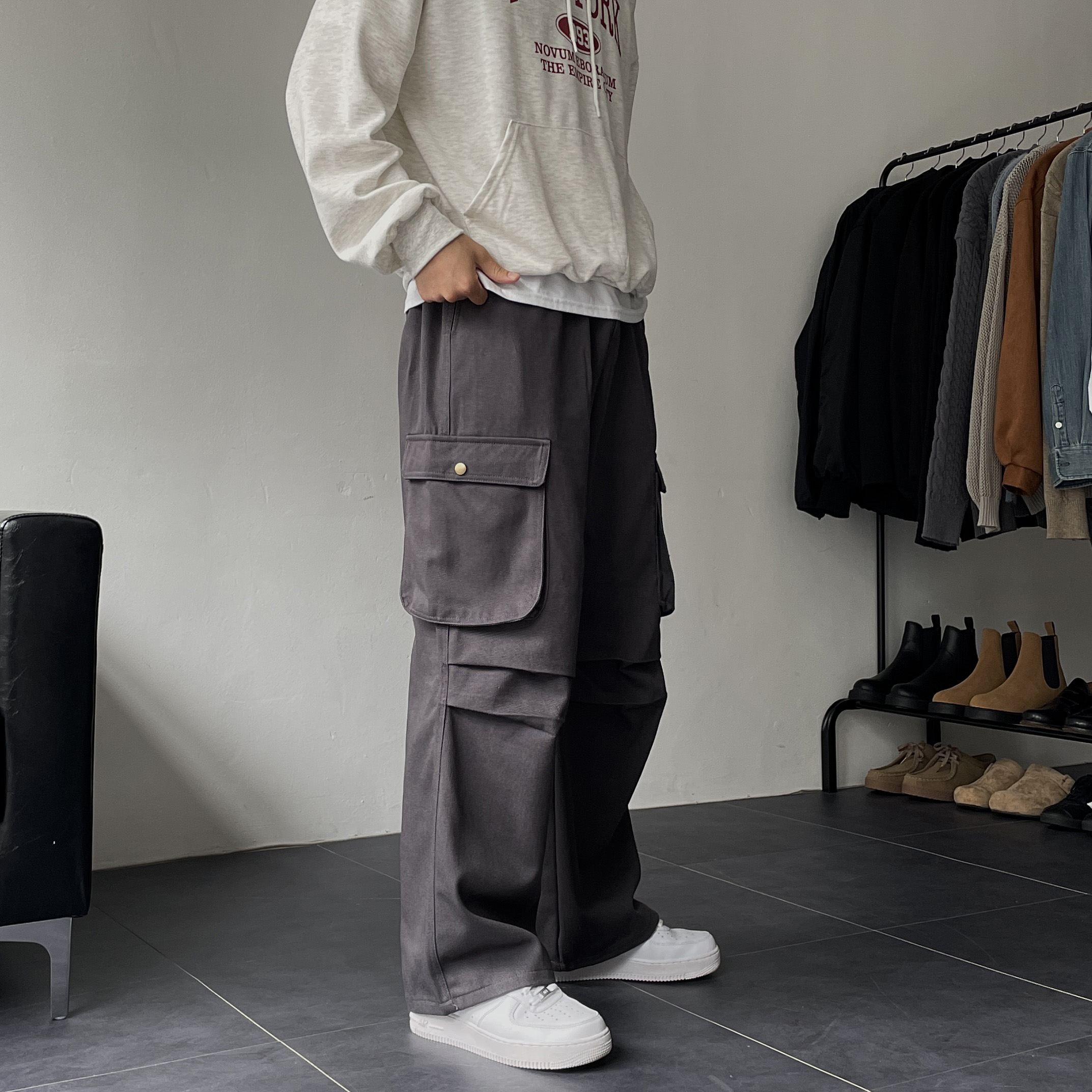 워크팬츠 건빵바지 남자와이드팬츠 남자면바지 - 상세 이미지 5