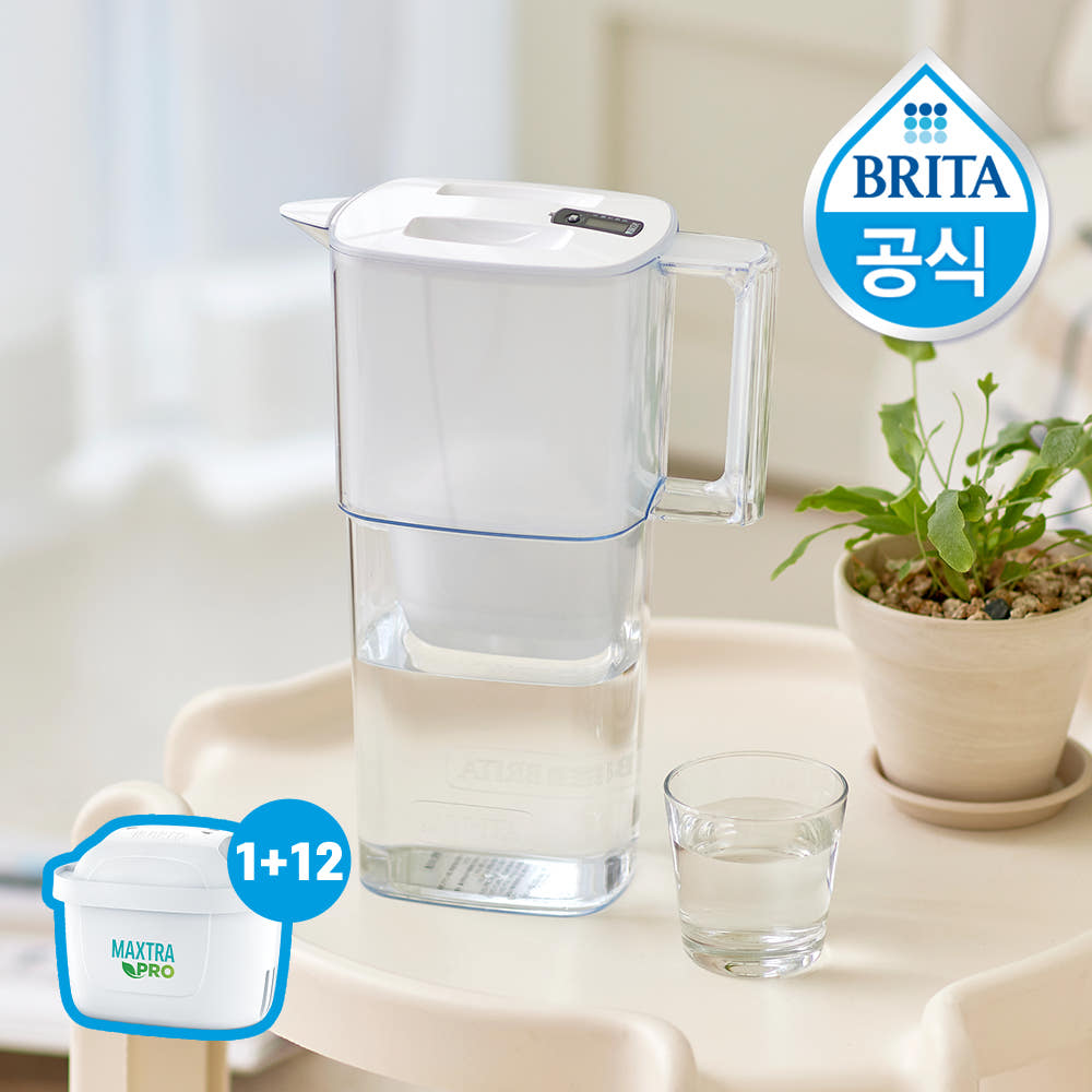 브리타 정수기 리켈리 2.2L 화이트+기본필터 1입+추가필터 12입 (1년 구성팩)