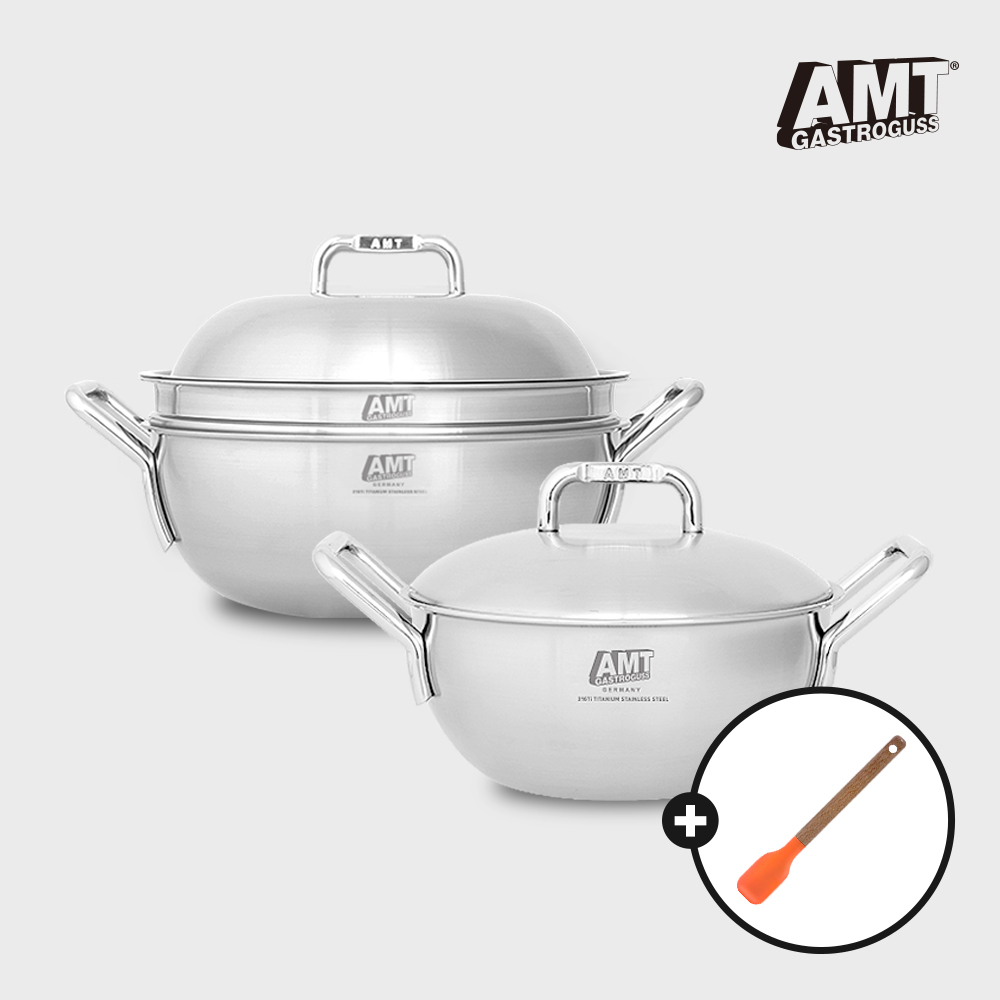 AMT 샤프 2종 세트(양수웍 20cm, 파티웍 24cm)+사은품 미니스파츄라 오렌지