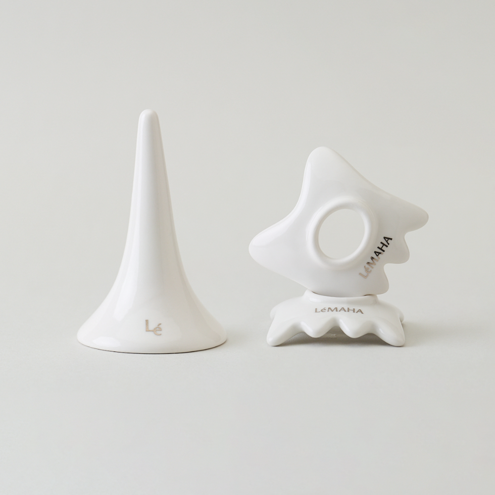 르마하 도자기 반지 괄사2pcs+거치대 1ea x 2세트 두피 얼굴 승모 마사지 리프팅