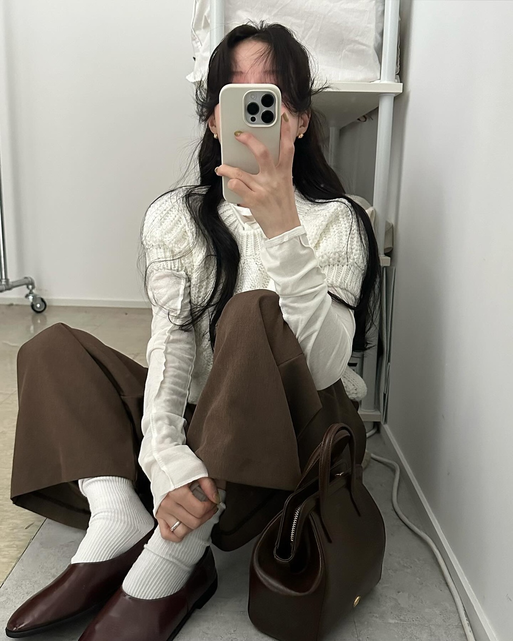 스탄 여성 레이어드 이너 크롭 퍼프 케이블 꽈배기 반팔 니트 - 상세 이미지 3