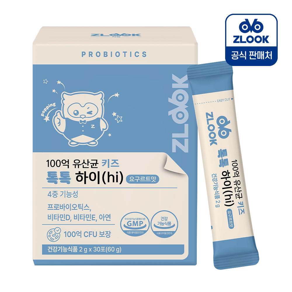 100억 유산균 키즈 톡톡하이 요구르트맛 프로바이오틱스 비타민D 아연 30포, 1개 - 상품 이미지