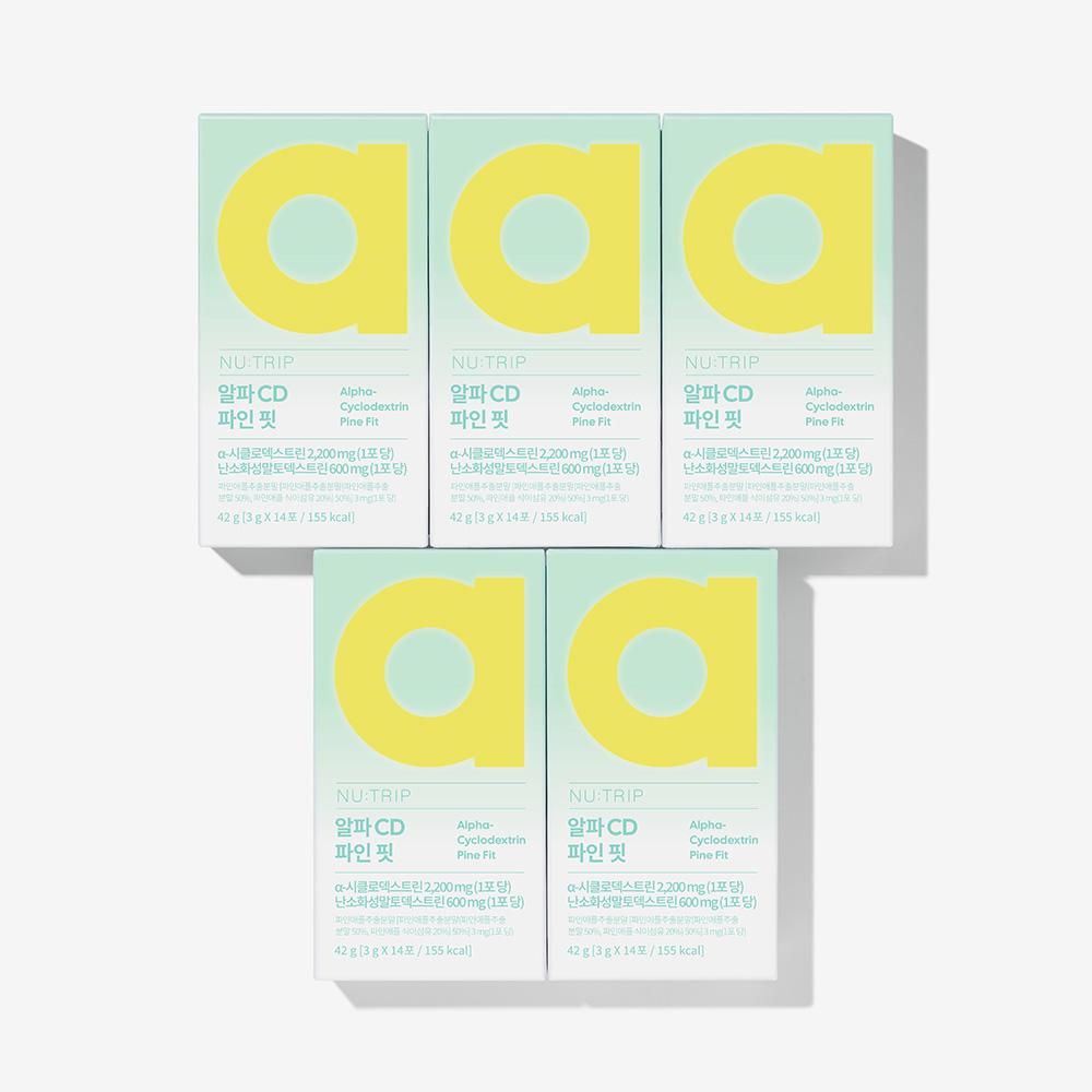 뉴트립 알파 CD 파인핏 알파시클로덱스트린 알파시디 파인애플맛 알파씨디 14포, 5개 - 상품 이미지