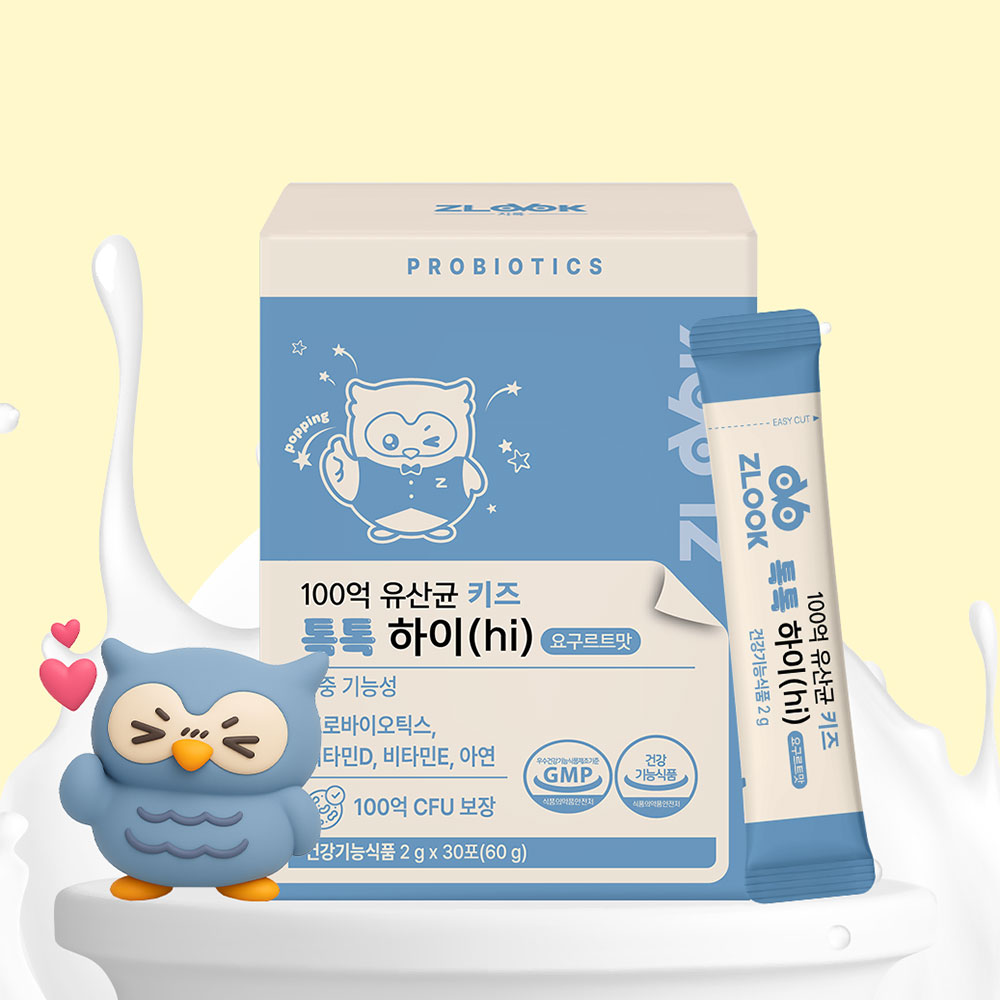 100억 유산균 키즈 톡톡하이 요구르트맛 프로바이오틱스 비타민D 아연 30포, 1개 - 상세 이미지 3