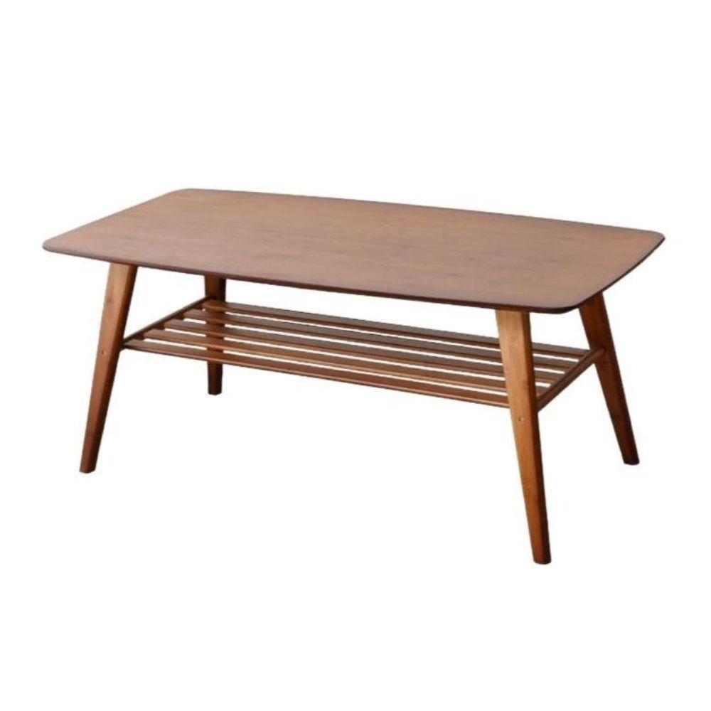 높은 소파 테이블 거실 커피 원목 탁자 식탁 접이식 가정용 브라운 2단 100x50x40cm - 상품 이미지