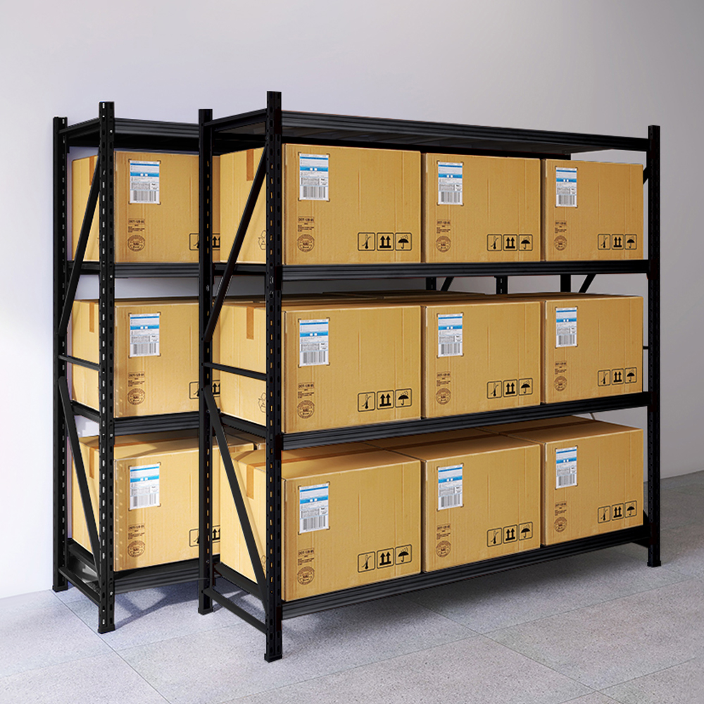 코어 중량랙 산업용 철제선반 무볼트 조립식 앵글 창고 15006001500 4단 블랙