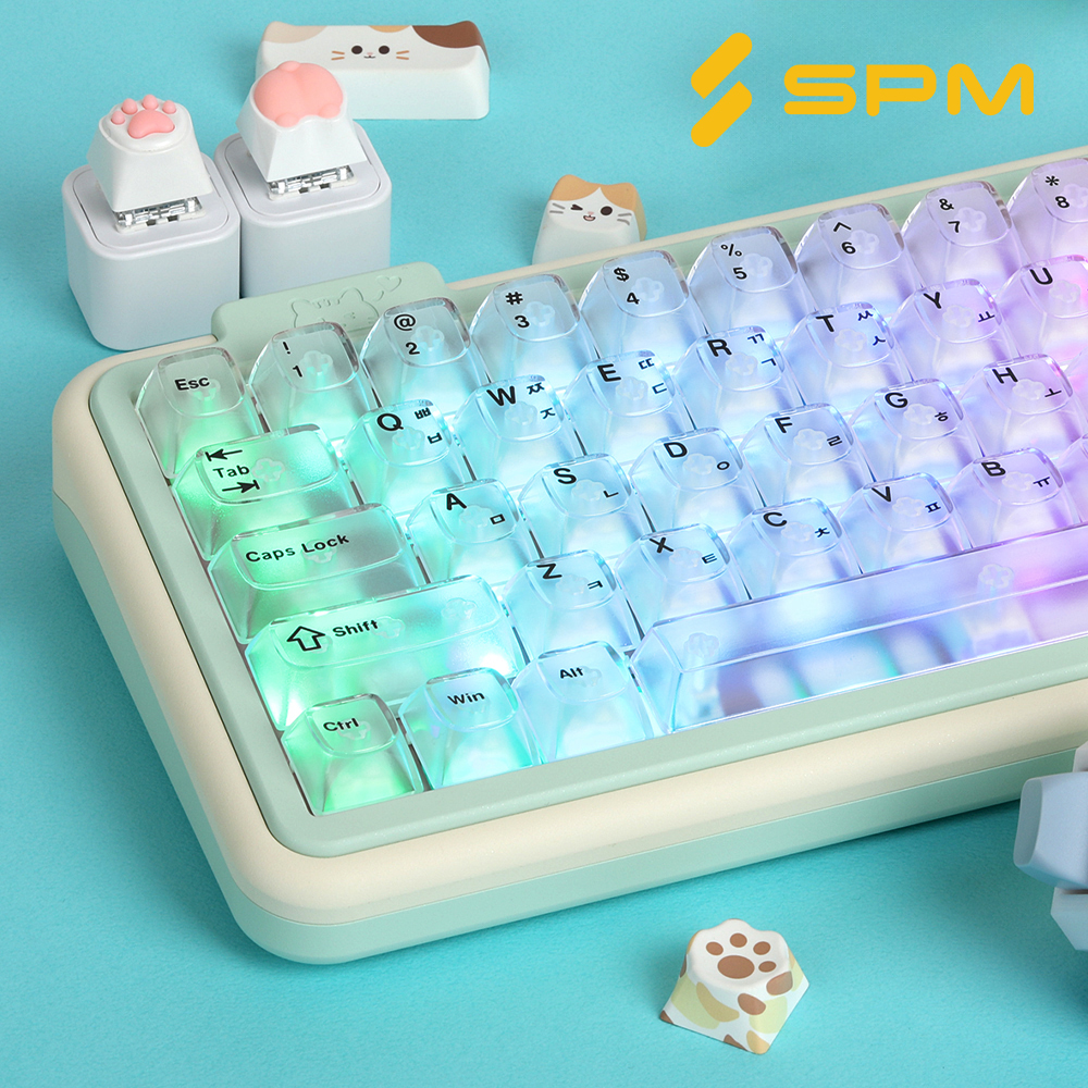 SPM 투명 한글 조약돌 키캡 기계식키보드 클리어 - 메인 이미지