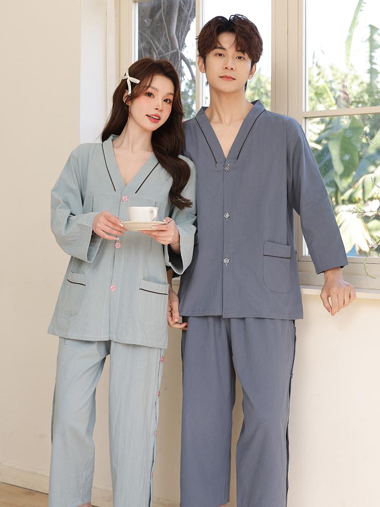 찜질복 숯가마 황토방 사우나 뜸복 한의원 순면 남성 블루 텍스처 코튼 XL 이미지 6