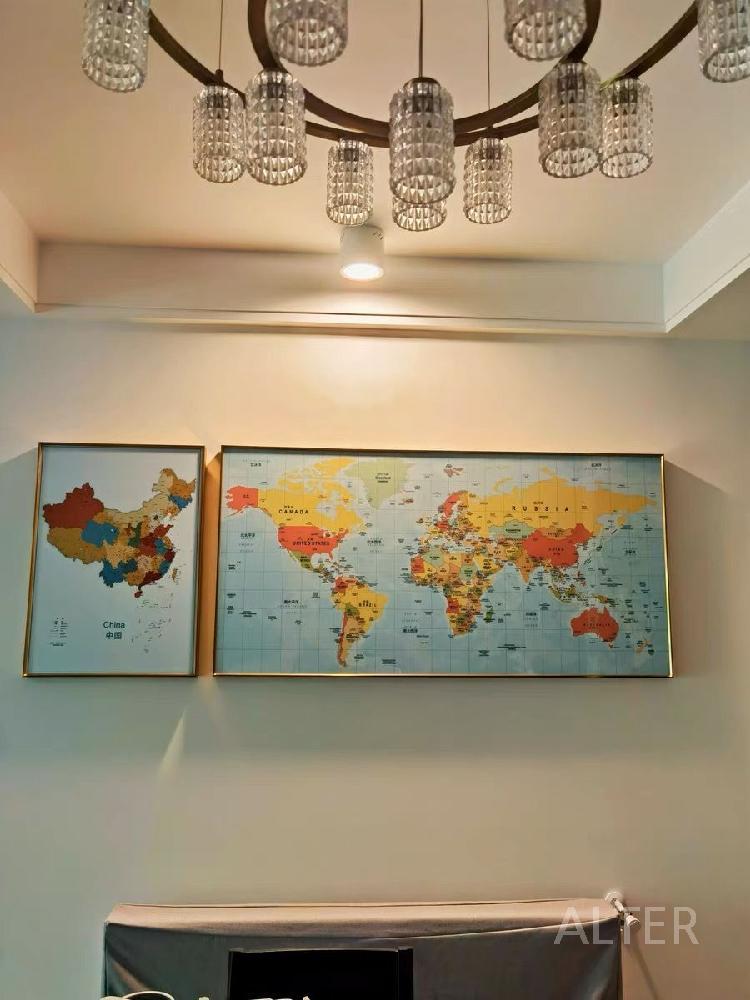 세계 지도 자석판 타공판 마그넷 대형 A 50x70cm+70x140cm 블랙 프레임 - 상세 이미지 4