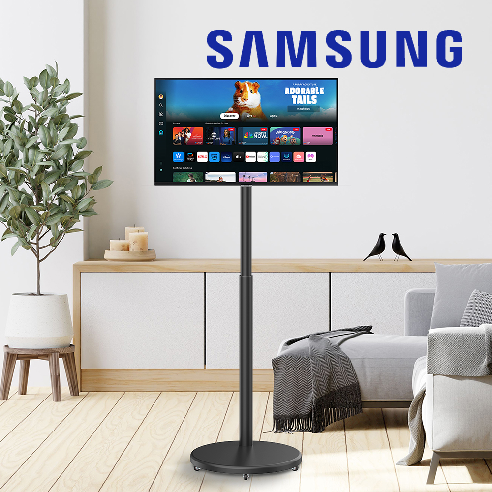 삼성 삼탠바이미 스마트TV IPTV M5+원터치 이동형 무빙 거치대 68.6cm(27인치), 블랙 이동식 스탠드 - 메인 이미지