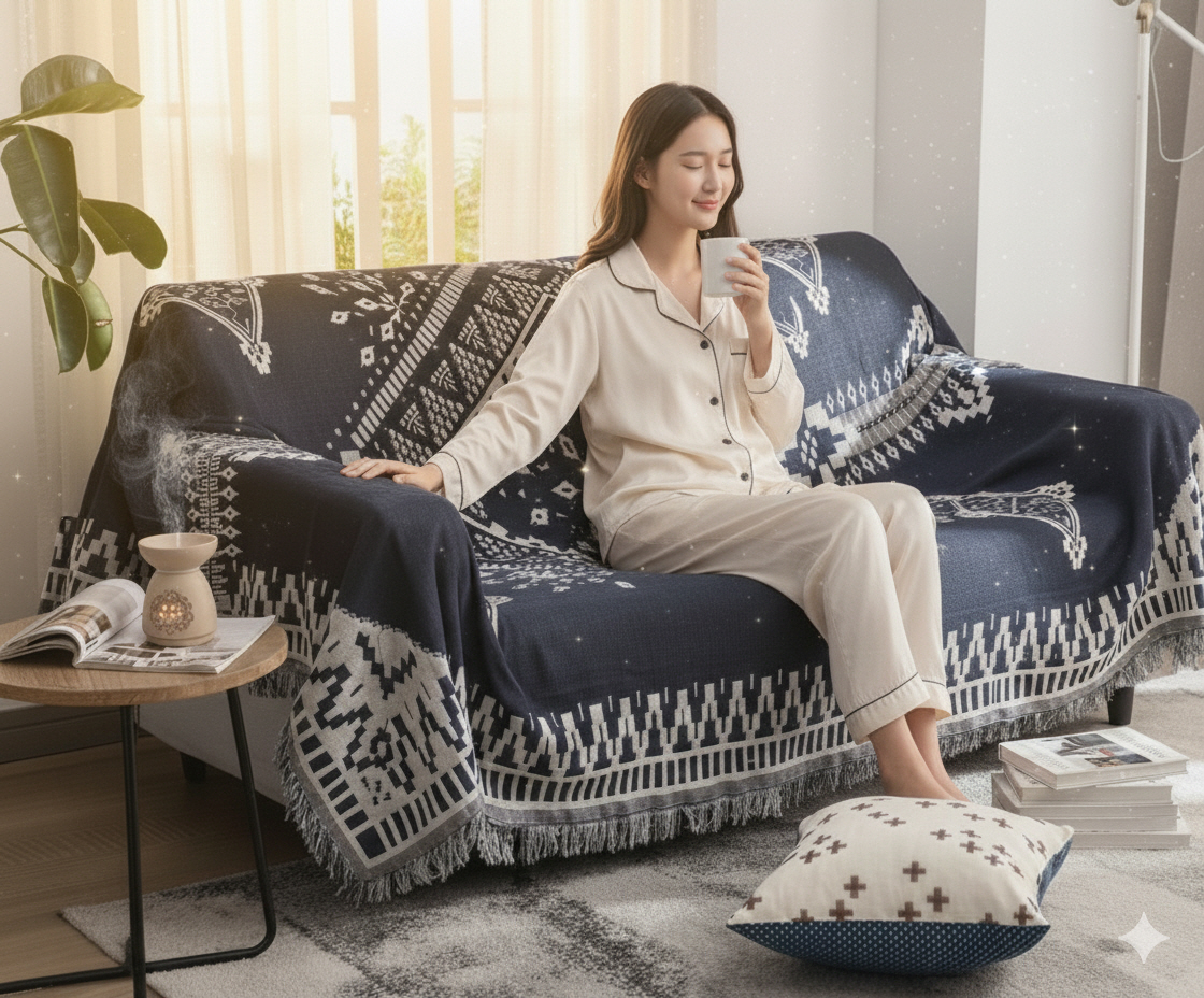 페르시안 디자인 쇼파커버 소파커버 패브릭 쇼파천갈이 덮개 블랭킷 130X180cm