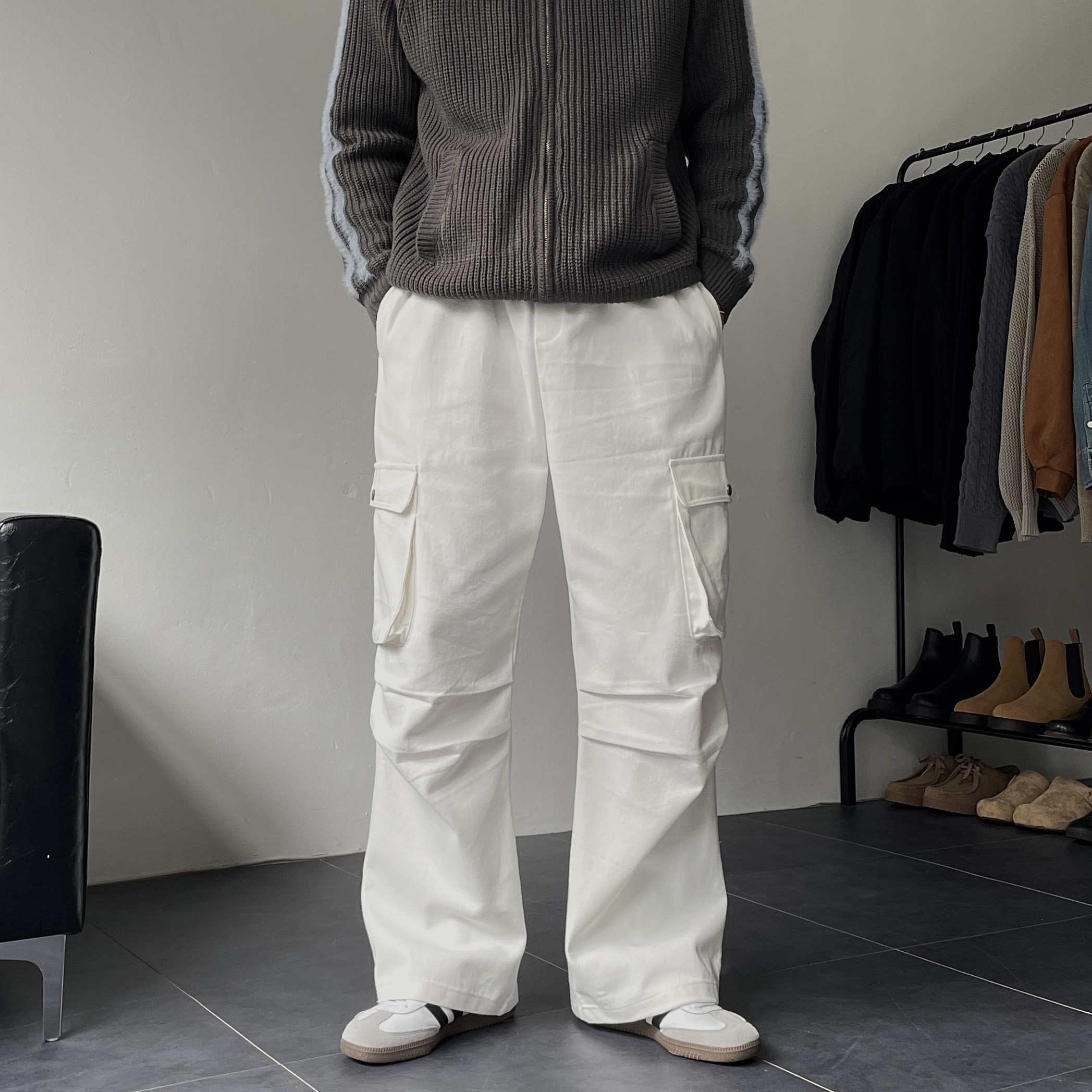 워크팬츠 건빵바지 남자와이드팬츠 남자면바지 - 상품 이미지