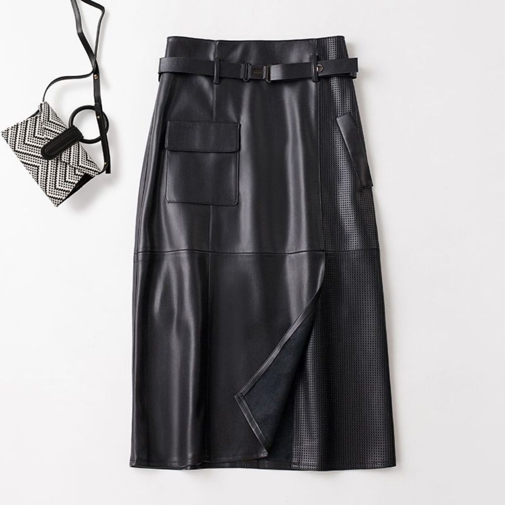 가을 리얼 랩 스커트 하이닝 가죽 갈색 S(40~47kg) - 상품 이미지