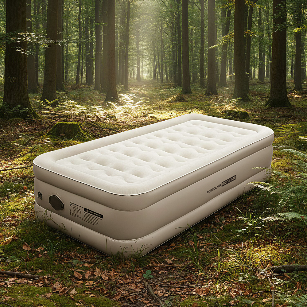 로티캠프 에어 매트 자충 캠핑 침대 매트리스 텐트 휴대용 46cm 싱글, 탄