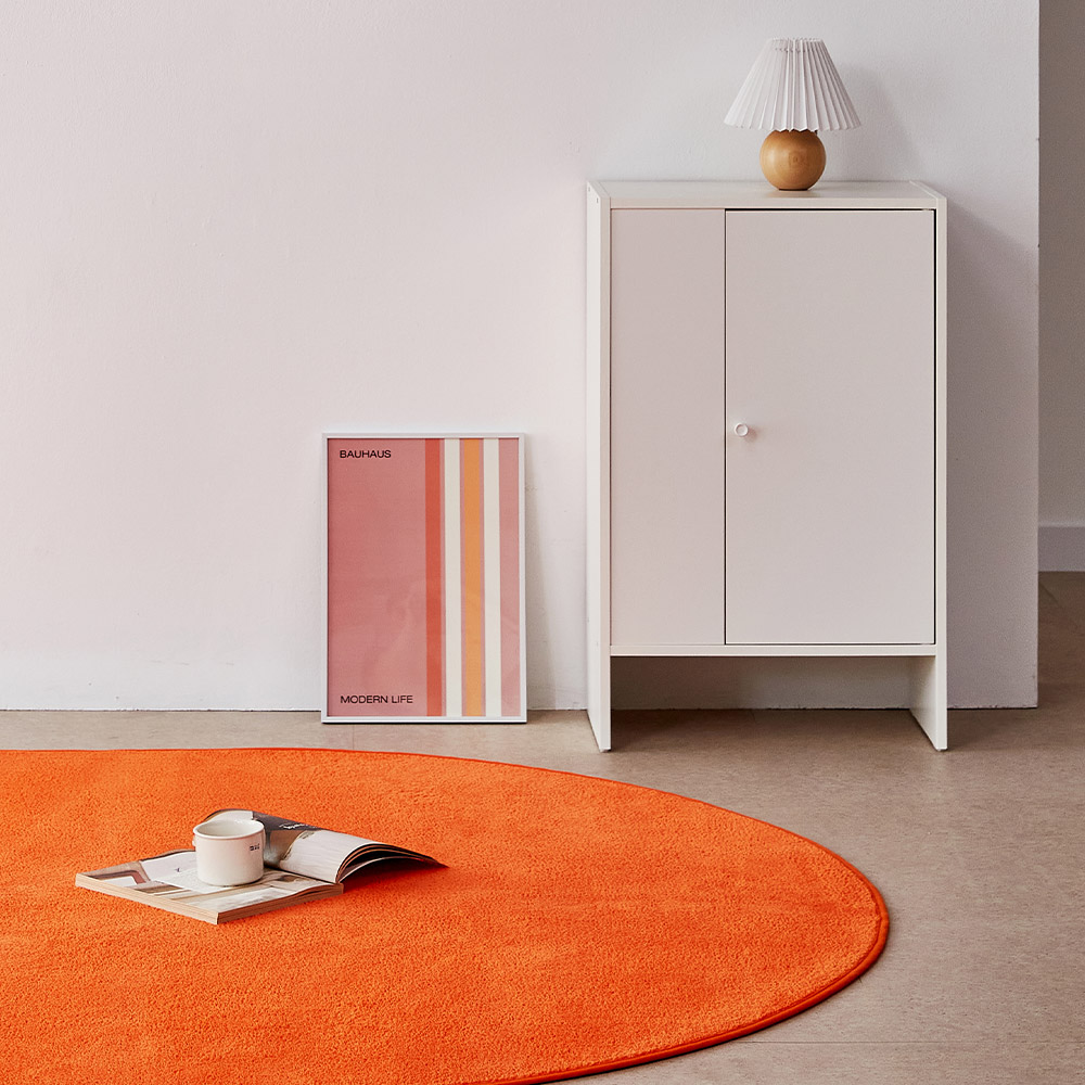 퍼보 롤리팝 러그 컬러 카페트 블랙, 원형200