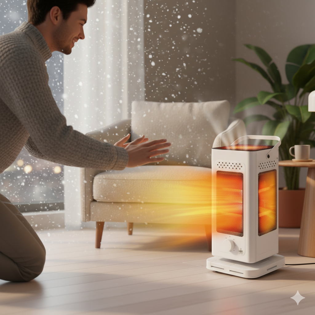 전기난로 전기히터 오방 난방기 온열기 원통형 소형 가정용 사무실용 스토브