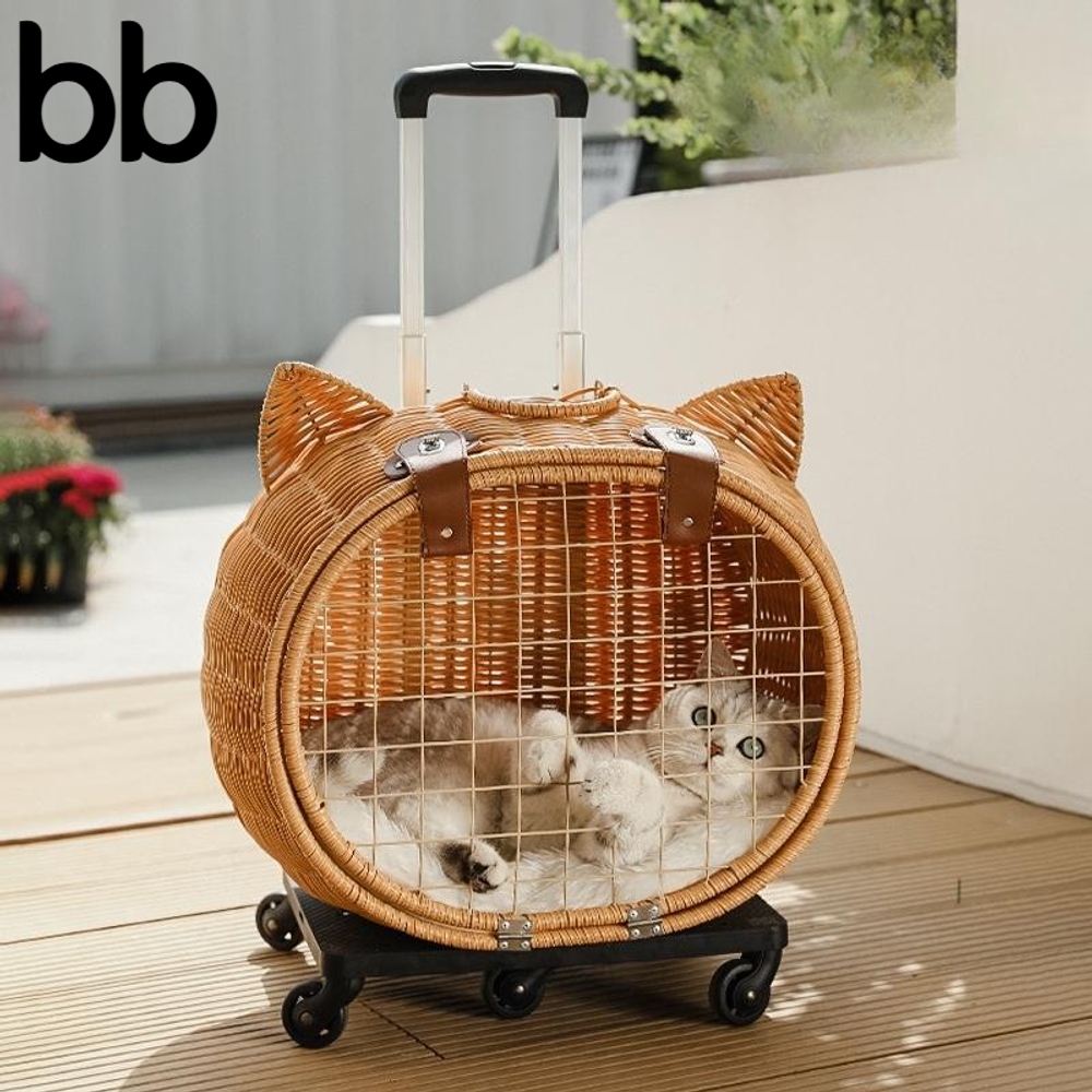 펫캐리어 고양이 강아지 이동장 라탄 투명 백팩 애견 확장형 트레블 케이지 켄넬 반려견 C - 상세 이미지 2