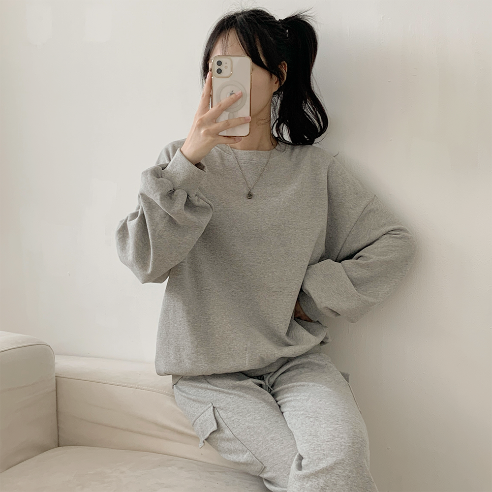 10컬러 무지맨투맨 오버핏 루즈핏 박시한 기본 남녀공용 - 상세 이미지 5