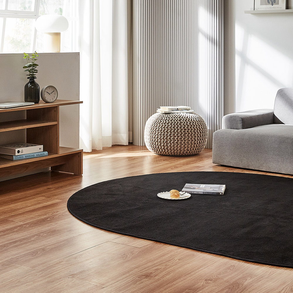 퍼보 롤리팝 러그 컬러 카페트 블랙, 타원형S(150x200)