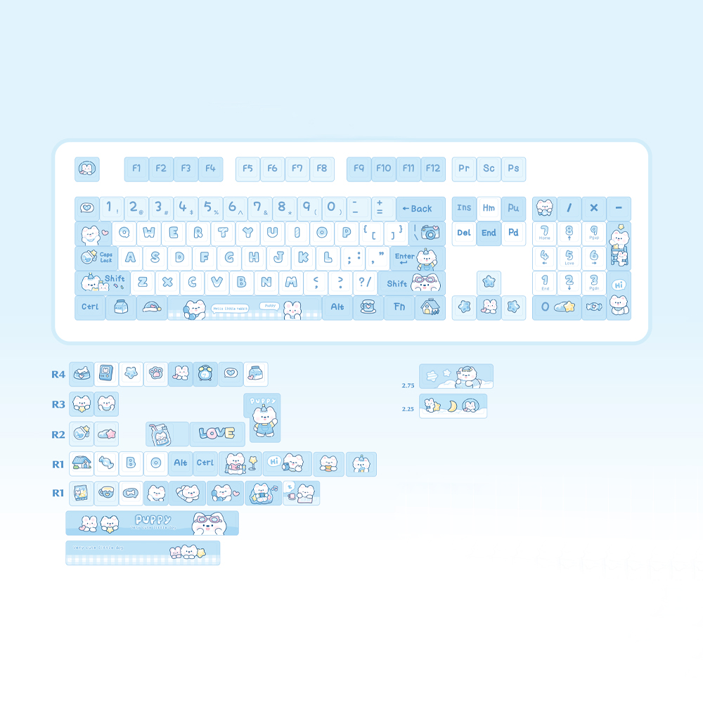Soulcat PBT 기계식키보드 MOA 조약돌 예쁜 귀여운 염료승화 구름강아지 - 상세 이미지 4