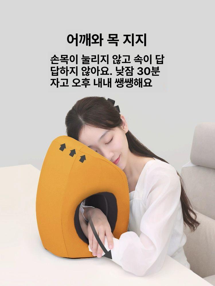 앉아서 자는 베개 빙하 메모리폼 기차 휴식 여행 승무원 엎드려잘때 목보호 패션 글레이셔그레이 - 상세 이미지 4