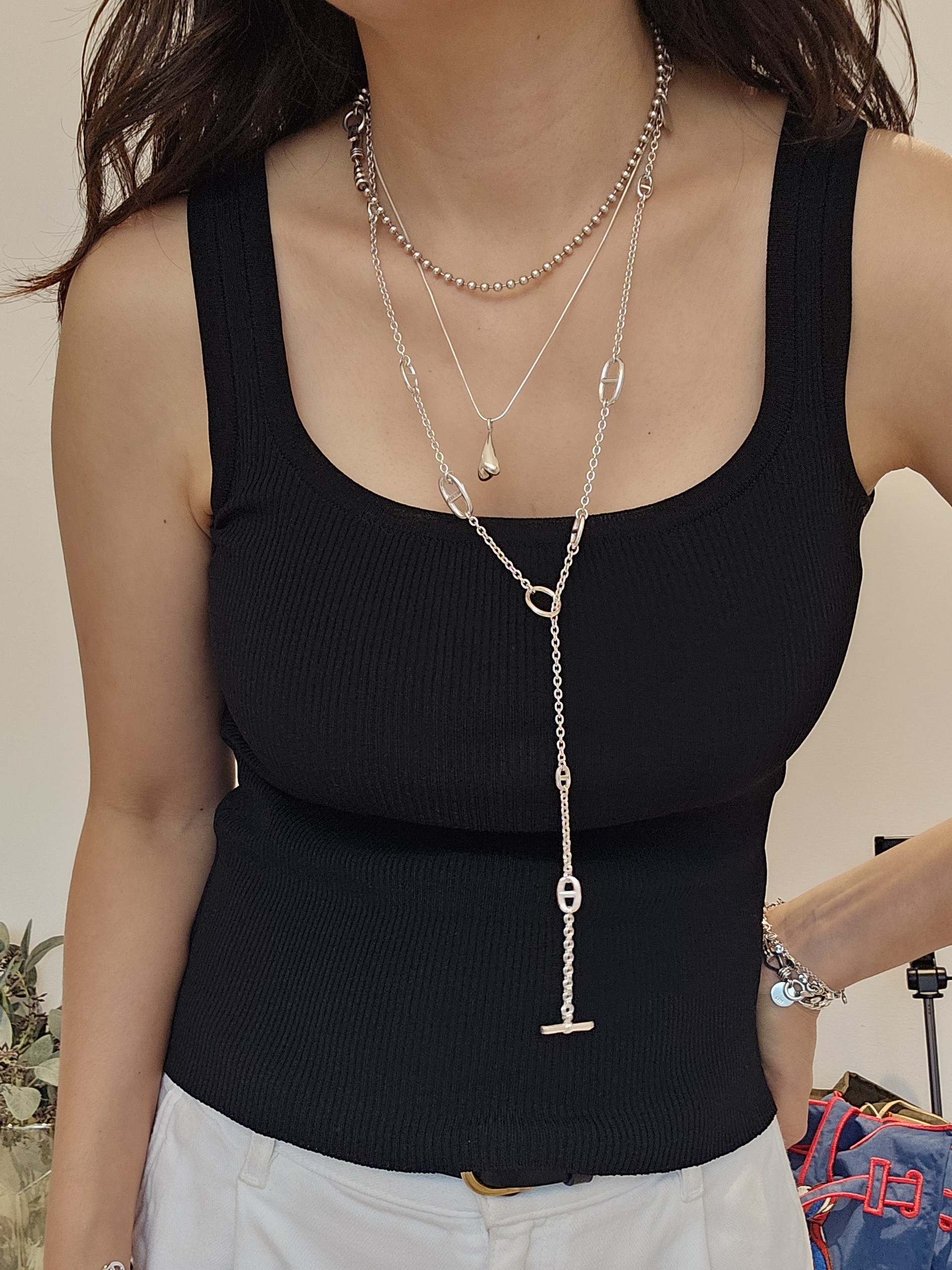 돼지코 925실버 롱 목걸이 - 상세 이미지 2