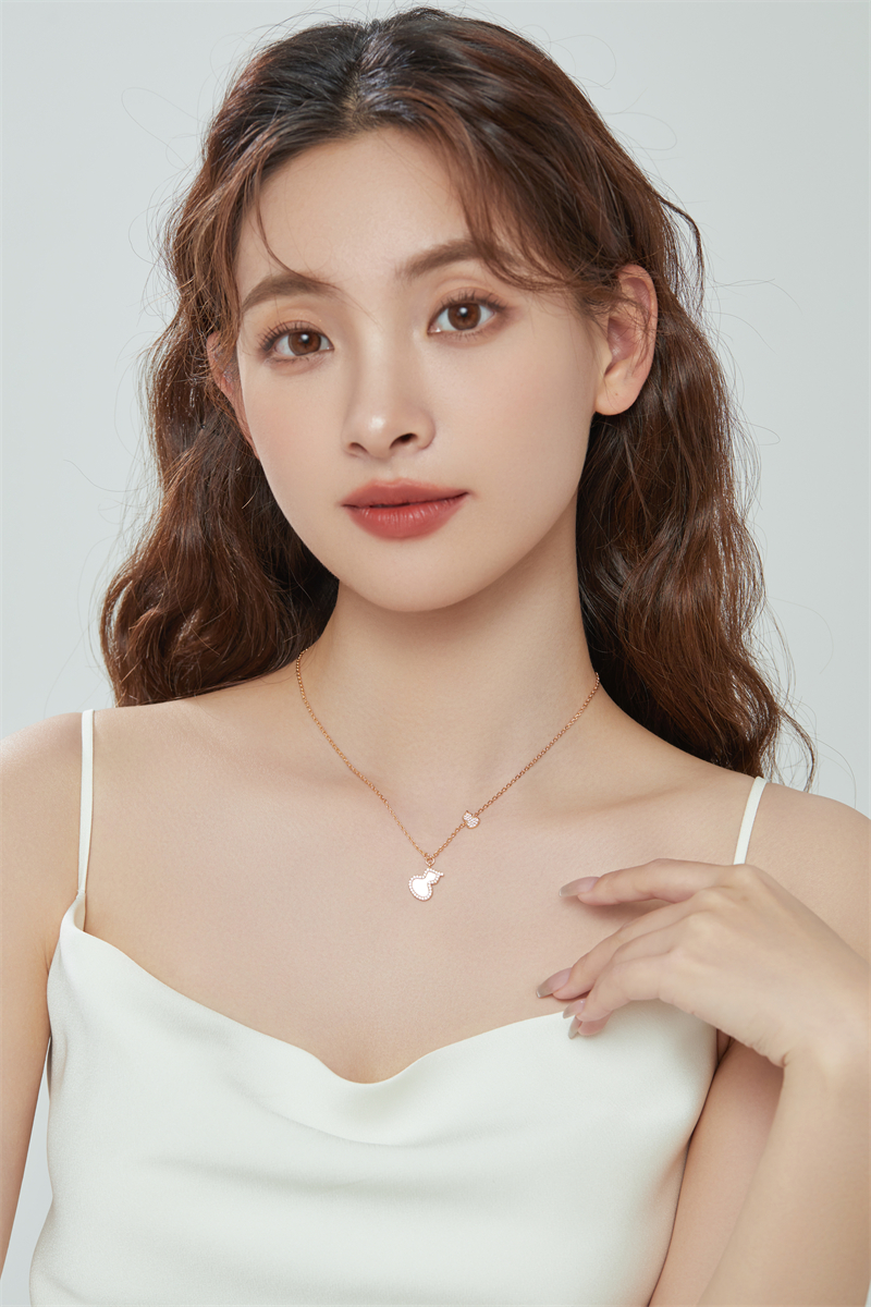 목걸이 옥 토끼 남녀 전송 원석 샴페인 쇄골 관음 여성용 탄생목걸이 여성목걸이 화이트 조개 - 상세 이미지 5