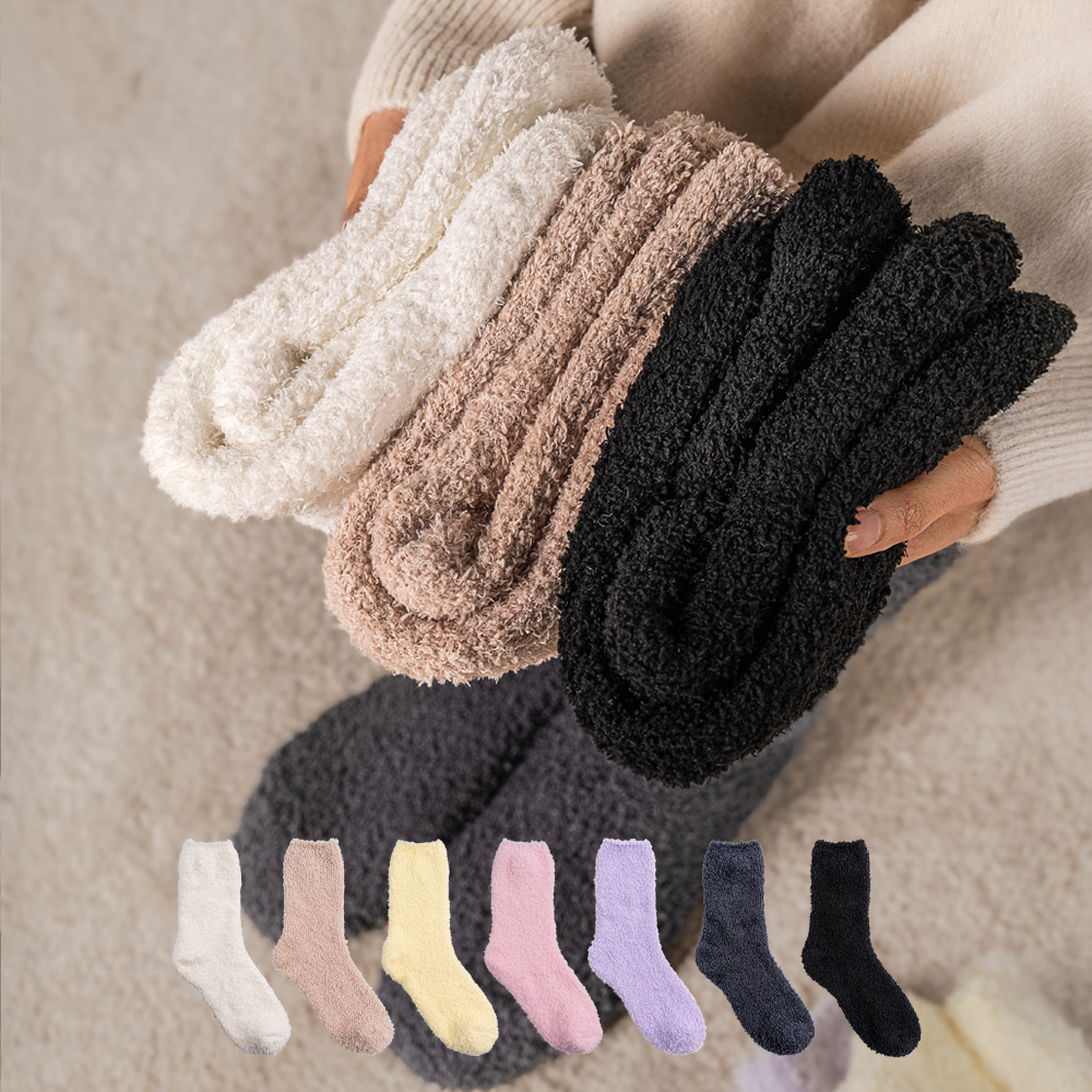 4켤레 빵빵한 헤비볼륨 무압박 수면양말 롱 긴 장목 양털 임산부 수족냉증 방한양말 N배송