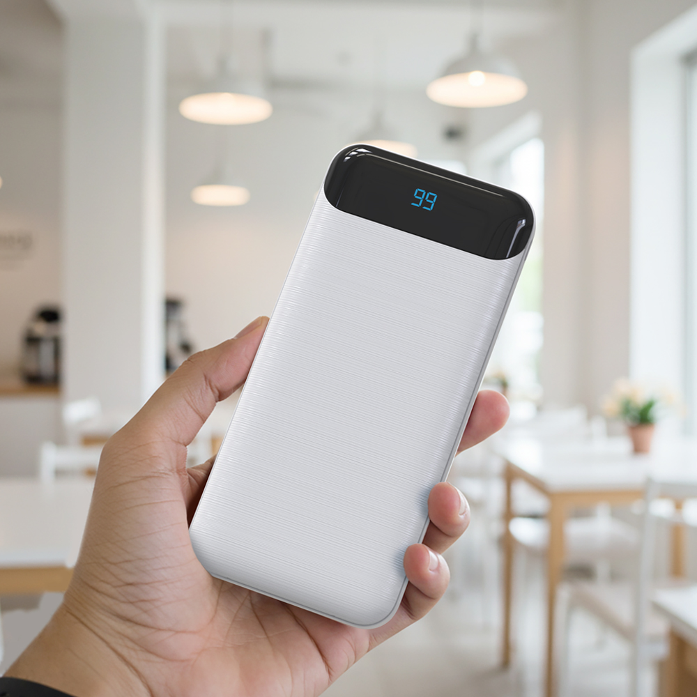 뉴클 슬림 LCD 잔량표시 고속충전 보조배터리 10000mAh, 화이트 - 상세 이미지 2