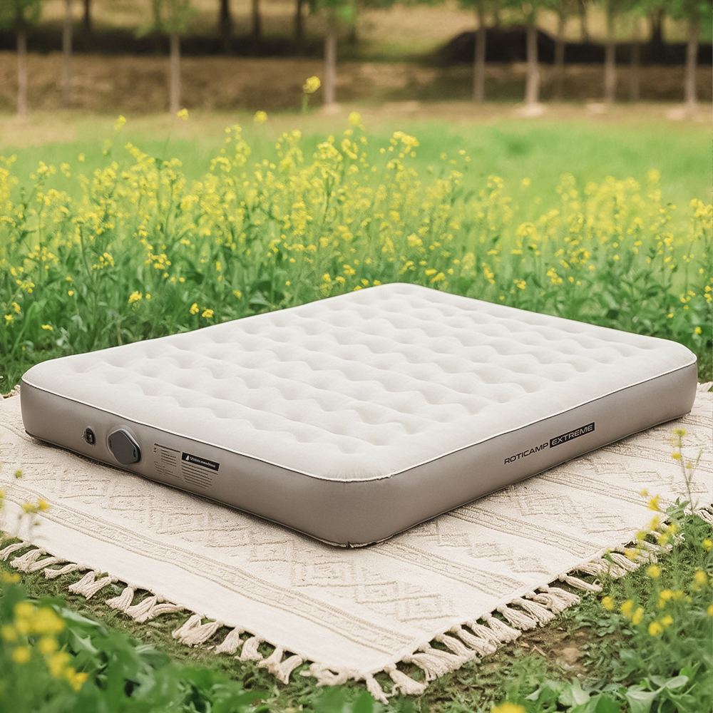 로티캠프 에어 매트 자충 캠핑 침대 매트리스 텐트 휴대용 퀸, 탄