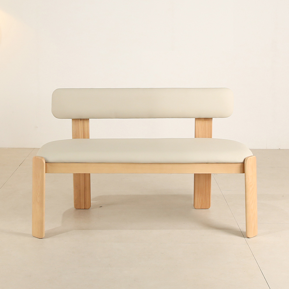 스코나 네브라 애쉬원목 가죽 2인 식탁 벤치 의자