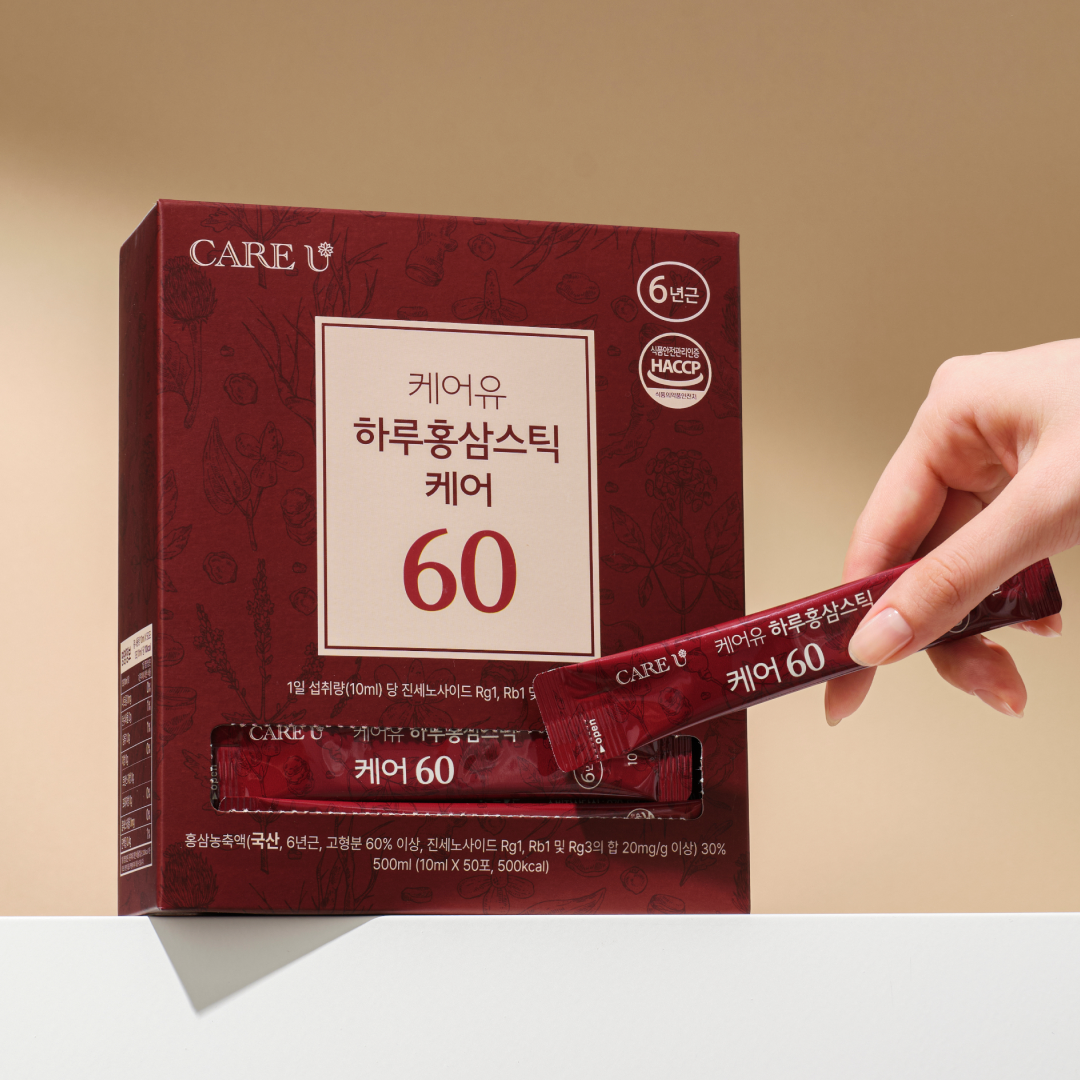 케어유 홍삼스틱 6년근 진세노사이드 고함량 60mg 50포 500g, 1개 제품 이미지