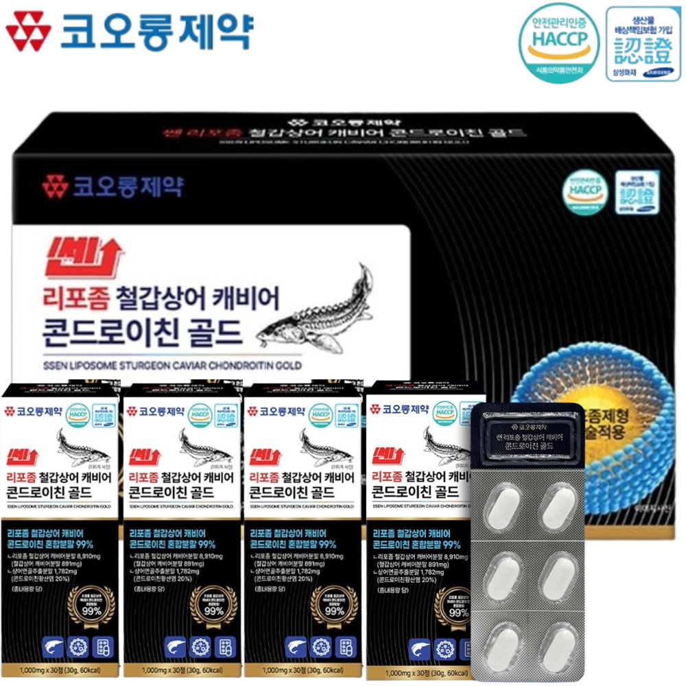 코오롱제약 리포좀 철갑상어 콘드로이친 120정 4개월 관절 연골 건강 콘드로이친황산염 효능 - 상품 이미지