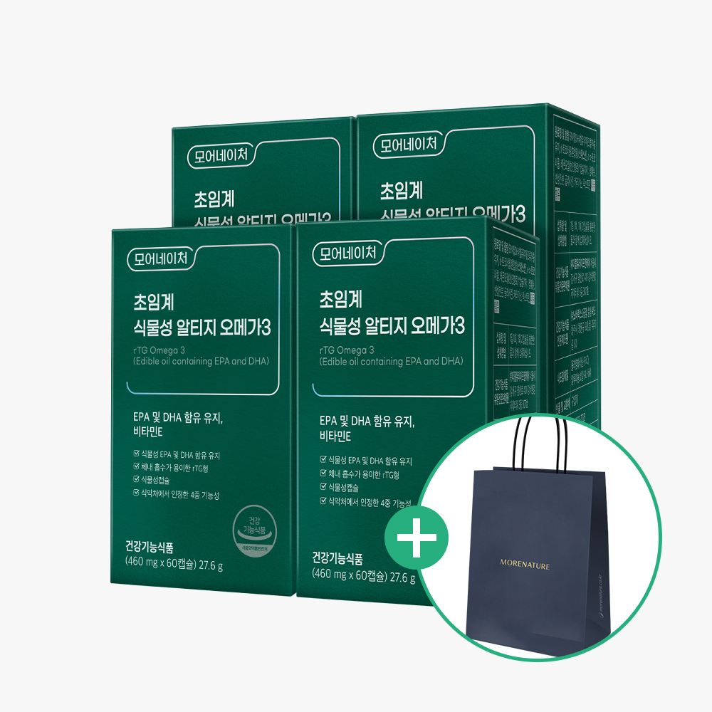 모어네이처 초임계 식물성 알티지 오메가3 rTG EPA DHA 임산부 60캡슐, 4개
