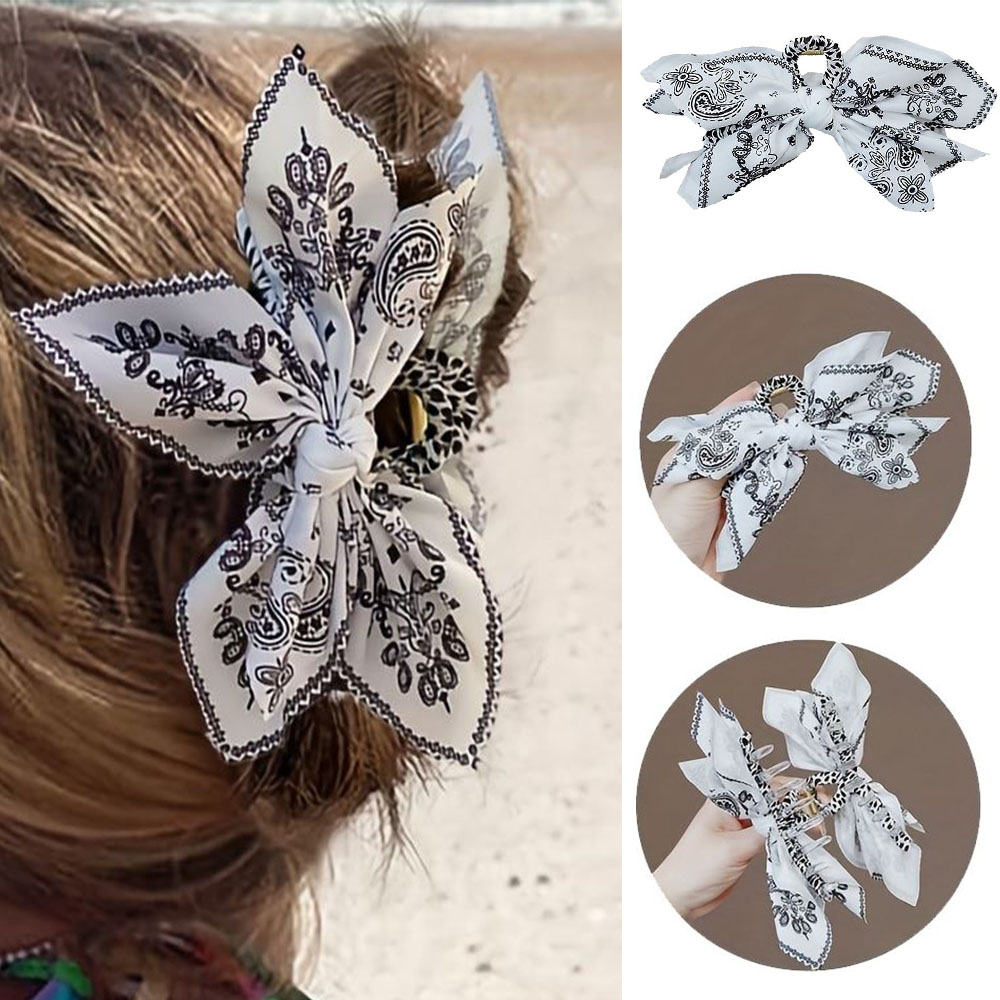 여성 집게 헤어핀 2개입 리본 올림 머리핀 - 상품 이미지