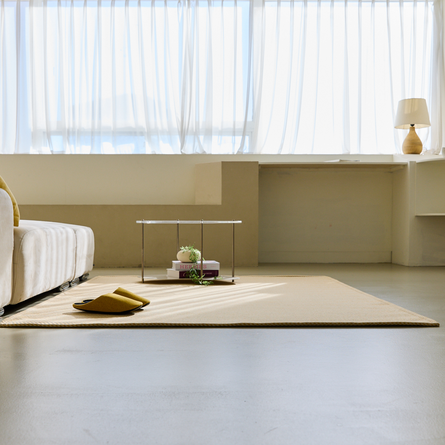 네추럴 방수러그 사이잘룩 대형 거실 식탁 카페트 헤링본 골드베이지, 사각형200x300