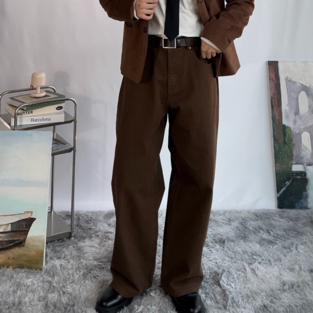 남자가을면바지 남자세미와이드팬츠 사계절 코튼팬츠 - 상세 이미지 2