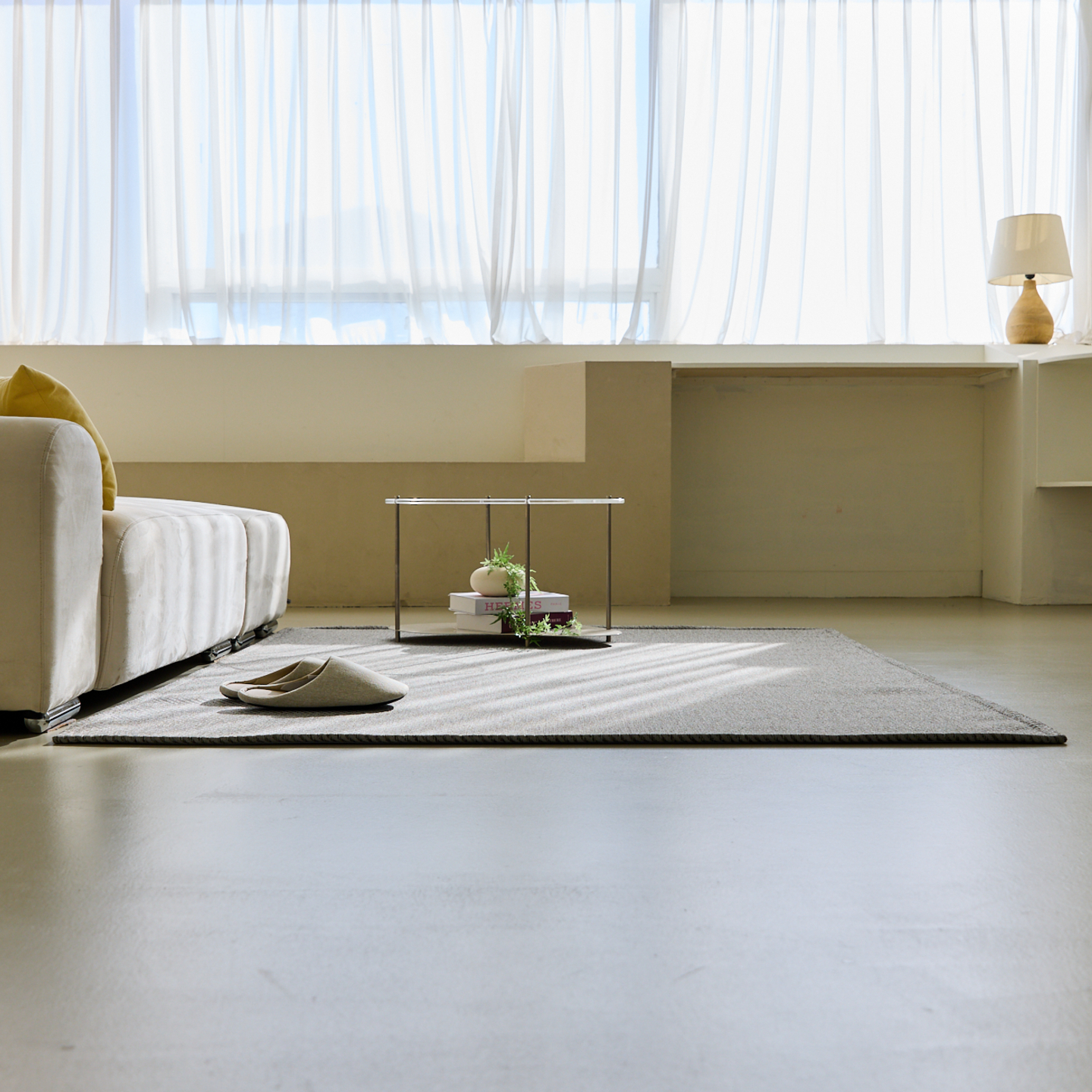 네추럴 방수러그 사이잘룩 대형 거실 식탁 카페트 헤링본그레이, 사각형 100x150