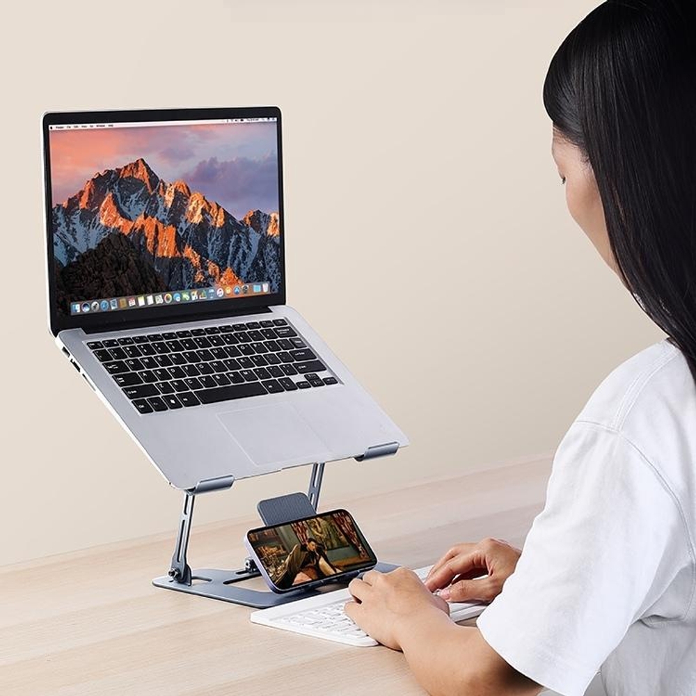 노트북 거치대 스마트폰 동시 방열 회전 사무실 받침 모니터받침대 선반 스탠드 높이조절 - 상세 이미지 5