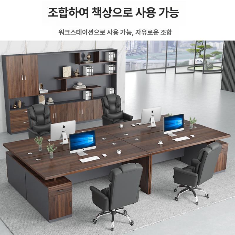 임원 책상 세트 사무실 회사 회장 데스크 의자 중역 사장님 120x60x75 다크월넛 - 상세 이미지 2