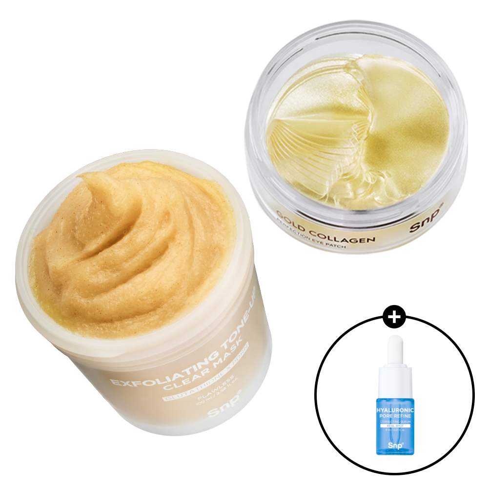 Snp 글루타치온 PDRN 맑은 결톤 + 퍼펙션 아이패치 1개 + 리얼샷 미니어처 8ml - 상품 이미지